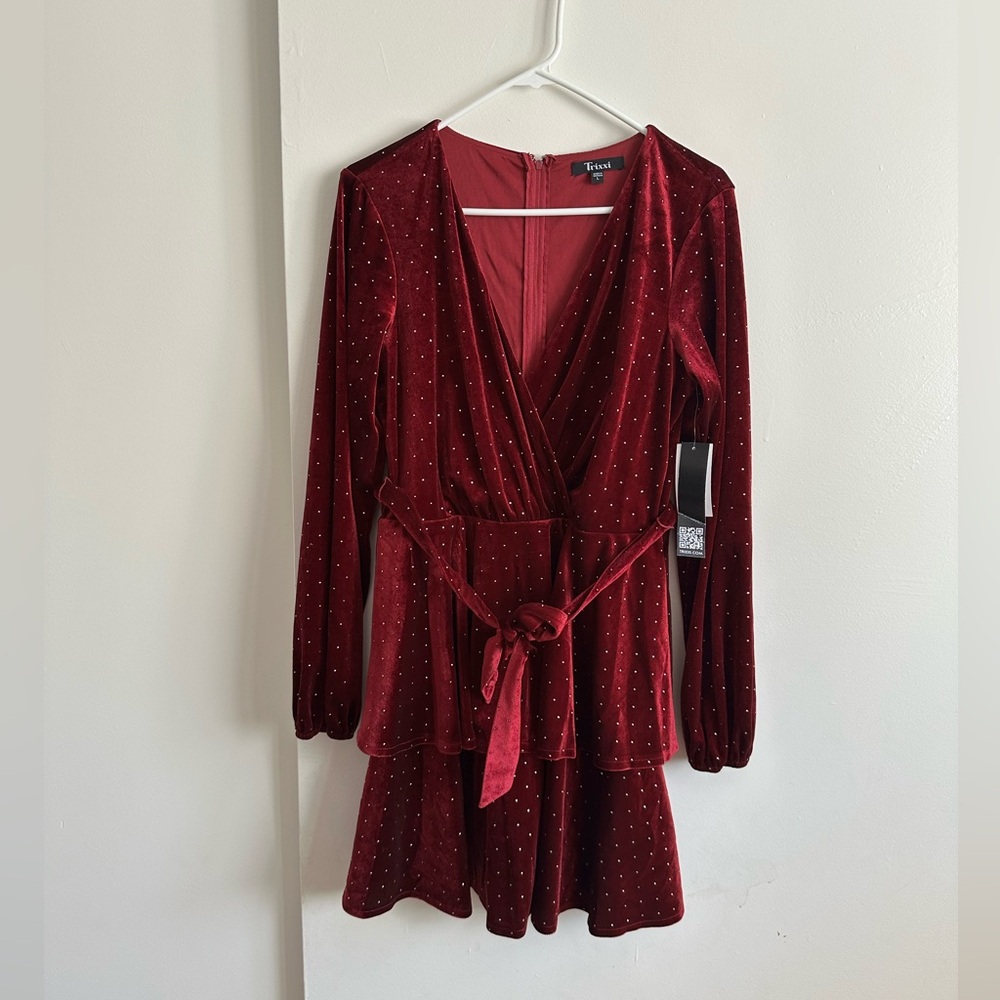 Trixxi Burgundy Long Sleeve Dress